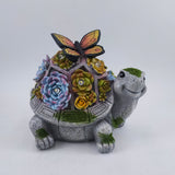 Turtle Solar Garden Outdoor Statues with Succulent 7 LED Lights