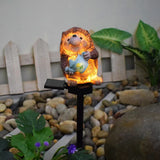 Hedgehog solar outdoor garden light holding kettle