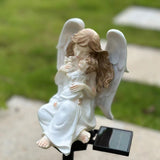 Solar Angel Statue Decoration,Solar Powered Garden Stake Lights, Angel Garden Light IP55 Waterproof Outdoor Decor for Yard Walkway Patio