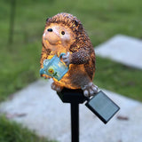 Hedgehog solar outdoor garden light holding kettle