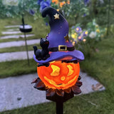 Halloween, wizard hat pumpkin solar lamp