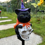 Halloween black cat skull solar lamp