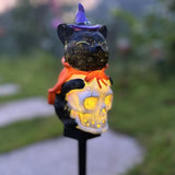 Halloween black cat skull solar lamp