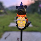 Halloween black cat skull solar lamp