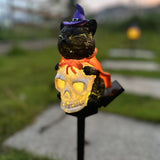 Halloween black cat skull solar lamp