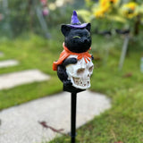 Halloween black cat skull solar lamp