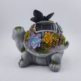 Turtle Solar Garden Outdoor Statues with Succulent 7 LED Lights