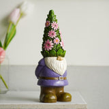 Solar Garden Outdoor Statues Gnome with Succulent and 7 LED Lights