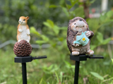 Hedgehog solar outdoor garden light take kettle + squirrel stepping pine cone solar garden light