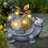 Turtle Solar Garden Outdoor Statues with Succulent 7 LED Lights