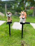 Solar puppy statue patio light + squirrel garden solar outdoor light