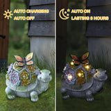 Turtle Solar Garden Outdoor Statues with Succulent 7 LED Lights