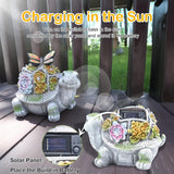 Turtle Solar Garden Outdoor Statues with Succulent 7 LED Lights