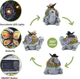 Turtle Solar Garden Outdoor Statues with Succulent 7 LED Lights