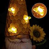 Solar Resin Fall Gnomes Figurine with Solar Bee Lights and Sunflower Decor