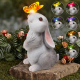 Outdoor Decor-Rabbit with Solar Butterfly Changing colorful  Lights
