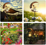 Garden Solar Stake Lights Outdoor, Crackle Glass Globe with Metal Angle Stake Light, Waterproof Warm White LED Light, Decoration for Pathway Lawn Patio Courtyard Backyard (1 Pack)