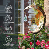 Garden Solar Stake Lights Outdoor, Crackle Glass Globe with Metal Angle Stake Light, Waterproof Warm White LED Light, Decoration for Pathway Lawn Patio Courtyard Backyard (1 Pack)