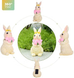 bunny with flower  garden solar light