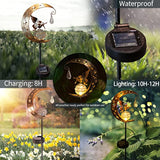 Garden Solar Stake Lights Outdoor, Crackle Glass Globe with Metal Angle Stake Light, Waterproof Warm White LED Light, Decoration for Pathway Lawn Patio Courtyard Backyard (1 Pack)