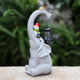 Elephant Statue Solar Outdoor Lantern Light ，Elephant Decorations for Yard