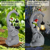 Elephant Statue Solar Outdoor Lantern Light ，Elephant Decorations for Yard