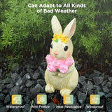 bunny with flower  garden solar light